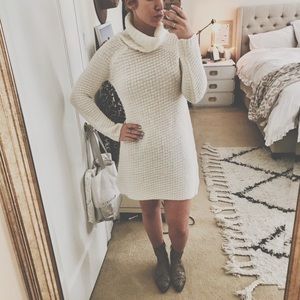 White Turtleneck Sweater Dress Small